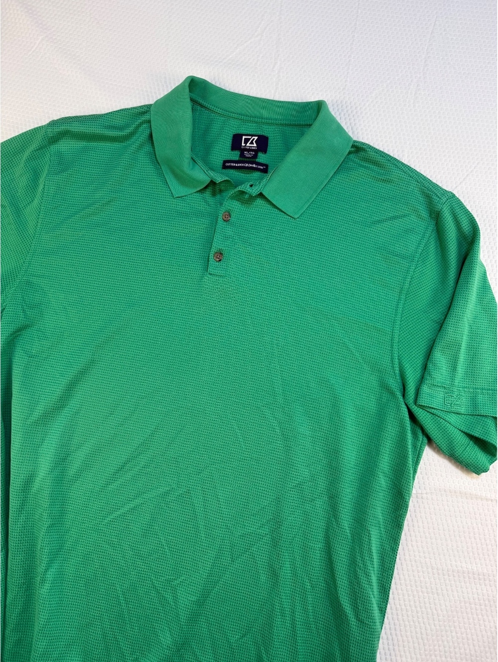 Cutter & Buck Mens XL Green CB DryTec Luxe Golf Polo Shirt Performance